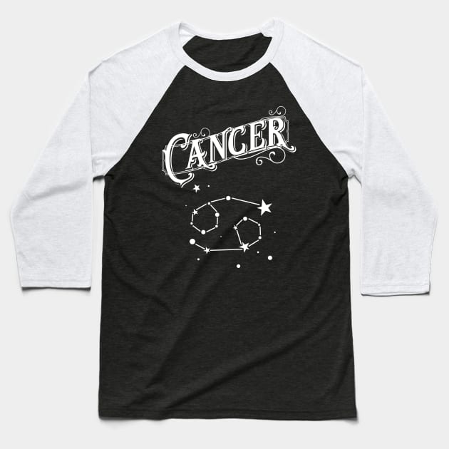 Cancer Constellation Zodiac Sign Baseball T-Shirt by letnothingstopyou